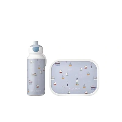 Abbildung von Mepal Lunch Set Campus Little Dutch für Kinder mit Pop up Trinkflasche &amp; Box die Schule oder unterwegs Spülmaschinenfest BPA frei 400 ml + 750 Sailors Bay