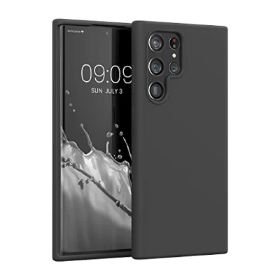 Abbildung von kwmobile Hülle kompatibel mit Samsung Galaxy S22 Ultra Silikon Handy Case Handyhülle weiche Oberfläche kabelloses Laden Schwarz matt