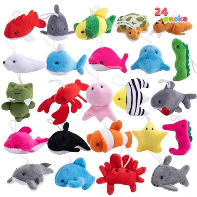 Abbildung von JOYIN 24 Stück Mini Plüschtiere, Meerestier für Kindergeburtstagsparty, Kuscheltier Klein, Kleine Geschenke Kinder, Adventskalender Füllung, Mitgebsel kindergeburtstag ab 3+ jahre