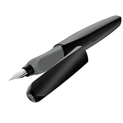 Abbildung von Pelikan Twist 946806 Fountain Pen in Folding Box, Universal for Right and Left Handers with M Nib, Black, 1 Stück (1er Pack)
