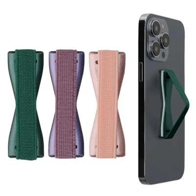 Abbildung von kwmobile Smartphone Fingerhalter 3 Set Handy Halter Griff Halterung Einhandbedienung 3X Handyhalter in Metallic Petrol Brombeere Rosegold