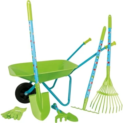 Abbildung von small foot Großes Gartenset aus Holz und Metall, mit Schubkarre, Spaten, Harke uvm., ab 3 Jahren, 12014