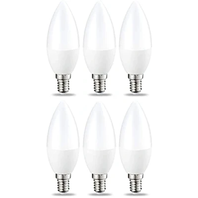 Abbildung von Amazon Basics LED Leuchtmittel in Kerzenform, kleines Edison Schraubgewinde E14, 5.5 W (entspricht 40 Glühbirne), Warmweiß, nicht dimmbar, 6 Stück (1er Pack)