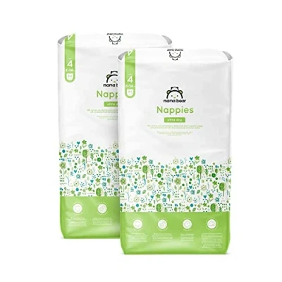 Abbildung von Amazon Marke: Mama Bear Ultra Dry Windeln Größe 4 (8 14 kg) MONATSBOX, Weiß, 168 Stück (2 Packungen mit 84)