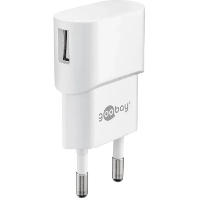 Abbildung von Goobay 44948 USB Netzteil Adapter für Steckdose 1 A (5W) / mit seitlichem Eingang Smartphone Ladekabel Netzstecker Stecker Steckdosenadapter Weiß