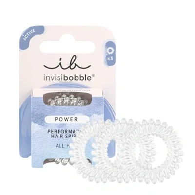 Abbildung von invisibobble Power Crystal Clear, Durchsichtig Spiral Haargummi für Dickes Haar &amp; Aktiven Lebensstil, HAIRLOVETECH™ Technologie, starker Halt Komfort, ideal Damen Herren, 3 Stück