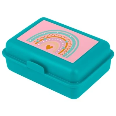 Abbildung von Baagl Brotdose Kinder für Schule Lunchbox Mädchen, Jungen, Kindergarten Jausenbox, Brotzeitbox, Brotbox, Snackbox (Regenbogen Türkis)