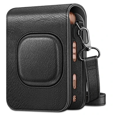 Abbildung von Fintie Tasche für Fujifilm Instax Mini LiPlay hybrid Sofortbildkamera Premium Schutzhülle Reise Kameratasche Hülle Abdeckung mit abnehmbaren Riemen, Vintage Schwarz