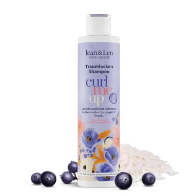Abbildung von Jean &amp; Len Traumlocken Shampoo Reiswasser Açaibeere, für lockiges welliges Haar, verleiht Sprungkraft Volumen, fruchtiger Beeren Duft, Haarshampoo, ohne Parabene Silikone, vegan, 300 ml