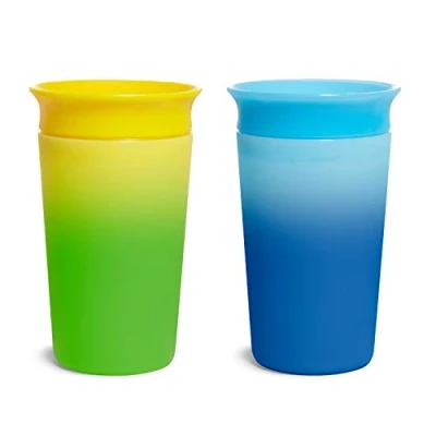 Abbildung von Munchkin Miracle 360 Trinkbecher für Babys und Kleinkinder, BPA frei, mit Farbwechsel, auslaufsicher, spülmaschinenfest, Kinder ab 12 Monaten, 2er Set gelb/blau 266 ml