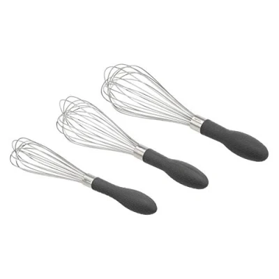 Abbildung von Amazon Basics SchneebesenSet aus Edelstahl, 3 Stück, Grau, Silber, Grau/Silber