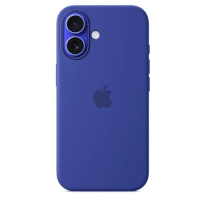 Abbildung von Apple Silikon Back Cover Blau MagSafe iPhone 16