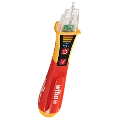 Abbildung von Wiha berührungsloser einpoliger Spannungsprüfer I 12 1.000 V AC mit integrierter Taschenlampe inkl. 2x AAA Batterien (43797)