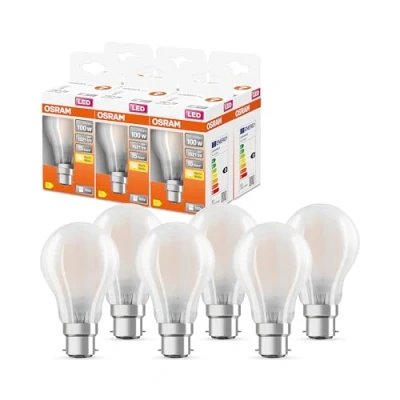 Abbildung von OSRAM LED Star Classic A100 Lampe für B22d Sockel, Birnenform, GL FR, 1521 Lumen, warmweiß (2700K), Ersatz herkömmliche 100W Glühbirnen, nicht dimmbar, 6er Pack