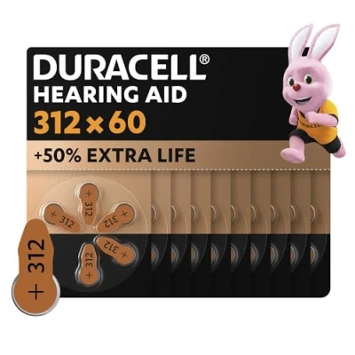 Abbildung von Duracell Hörgerätebatterien Größe 312, 60er Pack [Amazon exclusive]