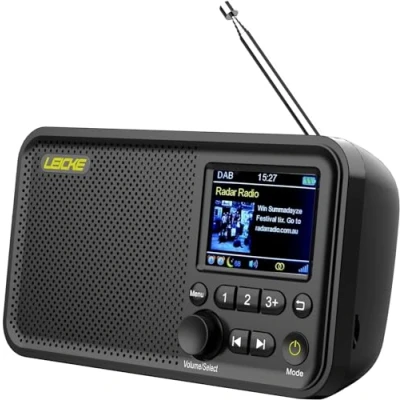 Abbildung von LEICKE tragbares DAB+ Radio mit Bluetooth 5.0 DAB/DAB+ und UKW Radio, 2,4&quot; Farbdisplay, 80 Voreinstellungen, Küchenradio Adapter oder 4000mAh Akkubetrieb, MicroSD/TF/AUX Anschluss
