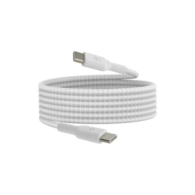 Abbildung von Belkin BoostCharge (2 m) geflochtenes USB C auf Kabel für iPhone 16, 16 Pro, Pro Max, Plus, 15, Galaxy S24, S23, Note10, Note9, Pixel 8/7, iPad Weiß