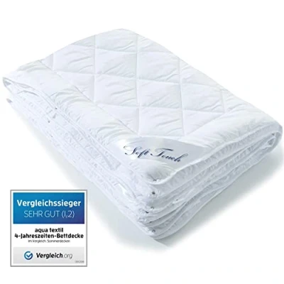 Abbildung von aqua textil 4 Jahreszeiten Bettdecke 135x200cm Decken zusammengeknöpft Winter 800g Sommer 600g klimaregulierend Oeko TEX