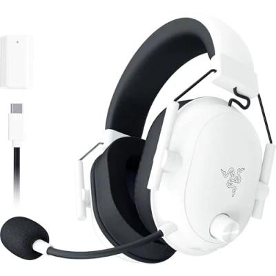 Abbildung von Razer BlackShark V2 Hyperspeed für PC Kabelloses E Sport Gaming Headset Ultra leicht mit 280g (Super Breitband Mikrofon, Triforce Titanium 50mm Treiber, Schallisolierender Schaumstoff) Weiß