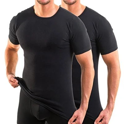 Abbildung von HERMKO 3840 2er Pack Herren Kurzarm Shirt (Weitere Farben), 100% Bio Baumwolle, Größe:D 7 = EU XL, Farbe:schwarz