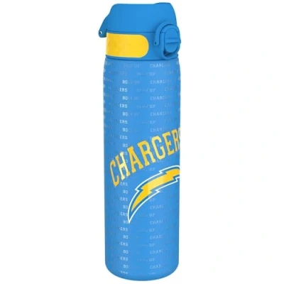 Abbildung von Ion8 Stahl Trinkflasche, 600 ml, Auslaufsicher, Einhandöffnung, Sichere Verriegelung, Spülmaschinenfest, Klappdeckel, Tragegriff, Leicht zu Reinigen, Langlebig, NFL Chargers Design