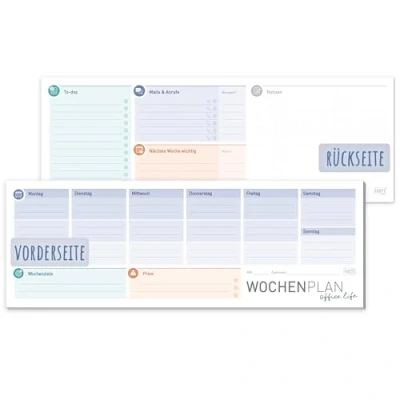 Abbildung von Häfft® Wochenplaner Block quer ohne festes Datum &quot;Office Life&quot; 50 Blatt Terminplaner undatiert mit To do Liste, Zielen &amp; mehr nachhaltig klimafreundlich