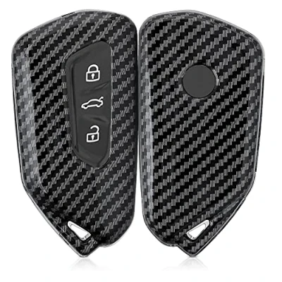 Abbildung von kwmobile Autoschlüssel Hülle kompatibel mit VW Golf 8 3 Tasten Hardcover Schutzhülle Schlüsselhülle Cover Carbon Schwarz