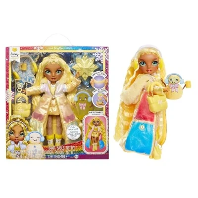 Abbildung von Rainbow High Winter Wonderland Sunny (Gelb) 28 cm Modepuppe, mit Verstecktem Magischem Schnee, der Sich Wasser Aufbauscht, Schneemann Set, Geeignet für Kinder von 4 12 Jahre und Sammler