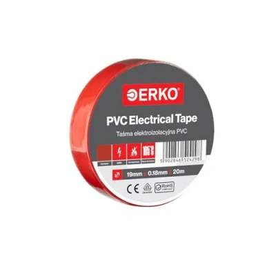 Abbildung von ERKO Isolierband Rot 19mm x 20m PVC Elektrische Leitungen Reparatur, Superflexibel, Extrastarke Haftung, Chemikalienresistent, Universal