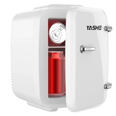 Abbildung von YASHE Mini Kühlschrank, 4 Liter Kühlschränke für Kosmetik, Getränke, 220V AC/ 12V DC Thermoelektrische Kühlung und Erwärmung, Kleiner Kühlschrank Schlafzimmer, Büro, Wohnheim, Auto (Weiß)