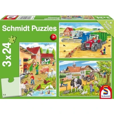 Abbildung von Schmidt Spiele 56216 Auf dem Bauernhof, 3x24 Teile Kinderpuzzle
