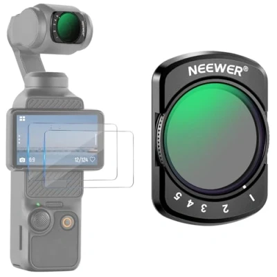 Abbildung von NEEWER Variabler ND2 32 Filter Kompatibel mit DJI Osmo Pocket 3, Magnetischer 1 5 begrenzter Blendenstufen einstellbarer ND Filter, Kamera Zubehör, optisches HD Glas, 2 LCD Schutzfolien, FL 50