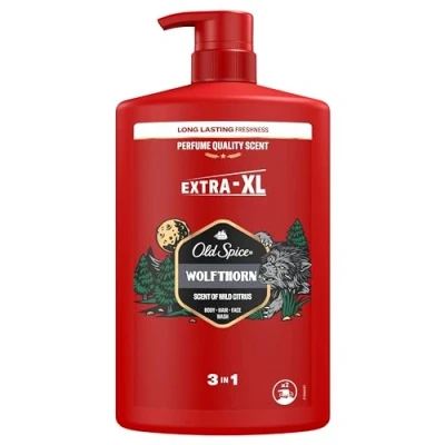 Abbildung von Old Spice Wolfthorn Männer Duschgel &amp; Shampoo, 1000 ml 3 in 1 Haare Gesicht Körper Shampoo. Lang anhaltender, frischer Duft Parfümqualität