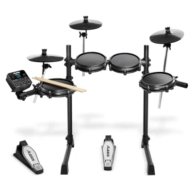 Abbildung von Alesis Turbo Mesh Kit E Schlagzeug Elektronisch mit Heads, Drumsticks, Drum Key, über 100 Sounds und 30 Play Along Tracks