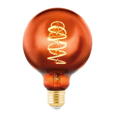 Abbildung von EGLO E27 Lampe dimmbar, Spiral LED Glühbirne Globe, Vintage Deko Leuchtmittel Kupfer im Retro Design, 4 Watt, 30 Lumen, warmweiß, 2000k, Edison Birne G95, Ø 9,5 cm