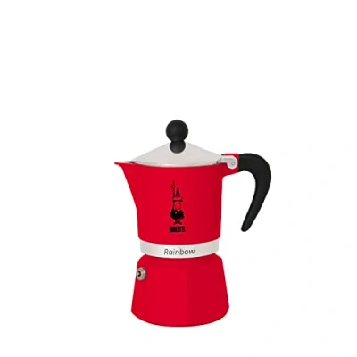 Abbildung von Bialetti 4962 Rainbow Caffettiera Colorata, Alluminio, Rossa, 3 Tassen, Rot