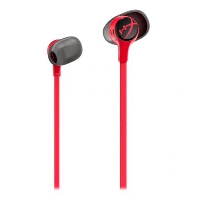 Abbildung von HyperX Cloud Earbuds II, Kabelgebundene Gaming Ohrhörer, 14 mm Treiber, Integriertes Mikrofon, 4 Ohrstöpsel Größen, 3,5 Anschluss, inkl. Hartschalenetui, für PC, Konsole, Mobilgeräten, Rot