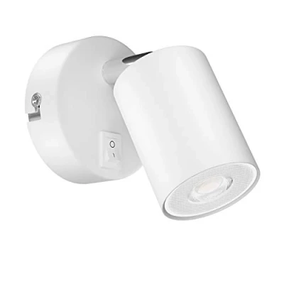 Abbildung von ledscom.de Wandspot WAIKA, einflammig, mit Schalter, GU10, weiß matt, inkl. 468lm LED GU10 Lampe, warm