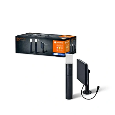 Abbildung von LEDVANCE SMART+ Garten Bluetooth Solar Spot &amp; Wegeleuchte, warmweißes Licht (3000K), ohne Strom nutzbar, bis zu 6,5 Stunden bei 100% Licht, Schutzklasse IP44, schwarz