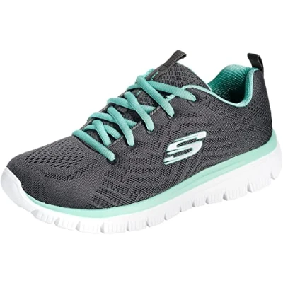 Abbildung von Skechers Damen Graceful get Connected 12615 Sneakers, Charcoal Mesh Green Trim, 38.5 EU