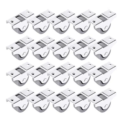 Abbildung von Diforma (Packung mit 8 Stück) 25 mm Gummirollen Set aus Kunststoff, drehbar, Doppelrollen, Metall Platte, für Möbel, Geräte &amp; Ausrüstung, kleine Mini Rollen, Schwarzer