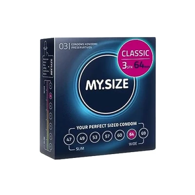 Abbildung von MY.SIZE Classic Kondome Größe 6 I 64 mm Breite 3 Stück Probierpackung Premium extra dünn gefühlsecht hauchzart dünne 0,07 Wandstärke vegan Condoms for men