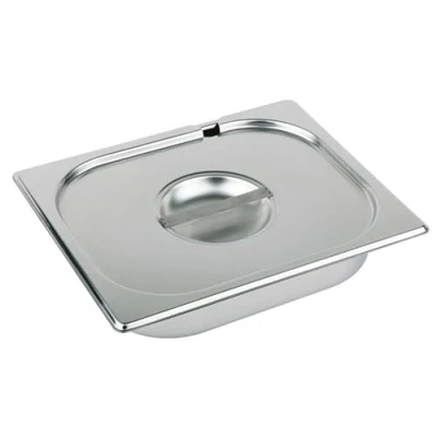 Abbildung von APS 81292 GN 1/2 Deckel mit Löffelaussparung, rostfreier Edelstahl, Abmessungen 265 x 325 mm/Höhe 35 mm