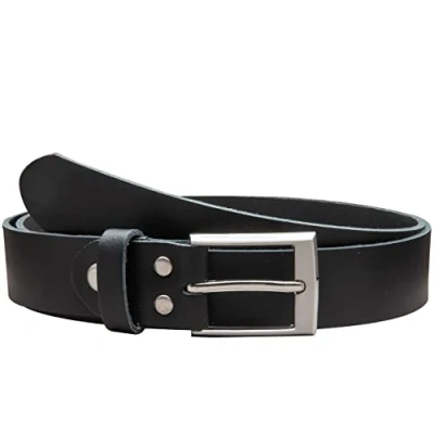 Abbildung von Vascavi Ledergürtel, 3 cm breit, Made in Germany, echt Leder Gürtel für Damen und Herren, kürzbar (105 Gesamtlänge 115 cm, Dunkelblau)