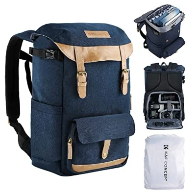 Abbildung von K&amp;F Concept Kamerarucksack Rolltop 20L Fotorucksack Wasserdicht Robuste Rucksack Stofftaschen aus Stoff für Spiegelreflexkamera Canon Nikon Sony Fujifilm Olympus und 15,6 Zoll Laptop