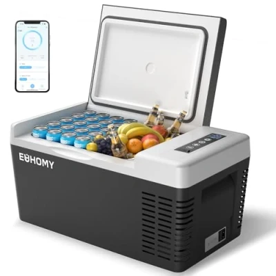 Abbildung von EUHOMY Kompressor Kühlbox 18L, Auto Kühlschrank 20℃ 20℃, Tragbarer 12/24V DC 100 240V AC, Gefrierschrank mit WiFi APP Steuerung für Camping, Reisen, Boot
