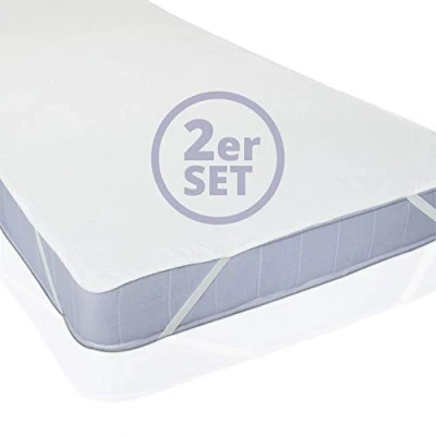 Abbildung von Lumaland 2X wasserdichte Matratzenauflage 90 cm x 200 Öko Tex Zertifiziert, Oberfläche aus 100% Baumwolle Wasserundurchlässiger &amp; atmungsaktiver Matratzenschoner