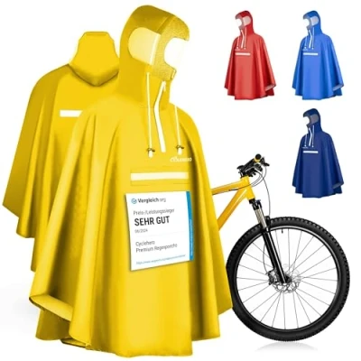 Abbildung von Premium Regenponcho Fahrrad wasserdicht SEHR GUT GETESTET Regencape mit Reflektoren und Sichtfenster Regenbekleidung als Damen wasserdicht, Herren