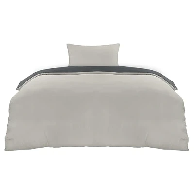 Abbildung von Utopia Bedding Bettwäsche 135x200 Set Mikrofaser Bettbezug cm + 1 Kissenbezug 50x75 Dunkelgrau/Hellgrau