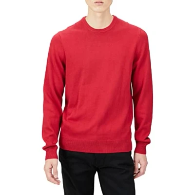 Abbildung von Amazon Essentials Herren Langärmliger Pullover Mit Rundhalsausschnitt, 100% Baumwolle, Erhältlich In Groß Und Schwer, Rot, XL